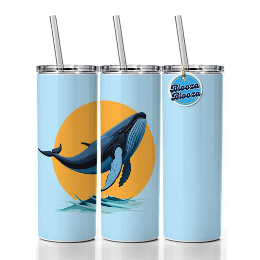 Humpback Whale Jumping Out of Water Skinny Tumbler 20oz with Straw Insulated Water Bottle Gift
