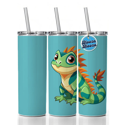 Iguana Lizard Cute Skinny Tumbler 20oz with Straw Insulated Water Bottle Gift