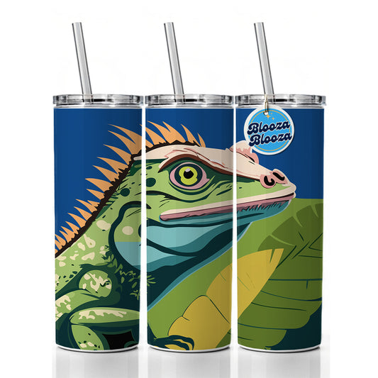 Iguana Lizard Reptile Skinny Tumbler 20oz with Straw Insulated Water Bottle Gift