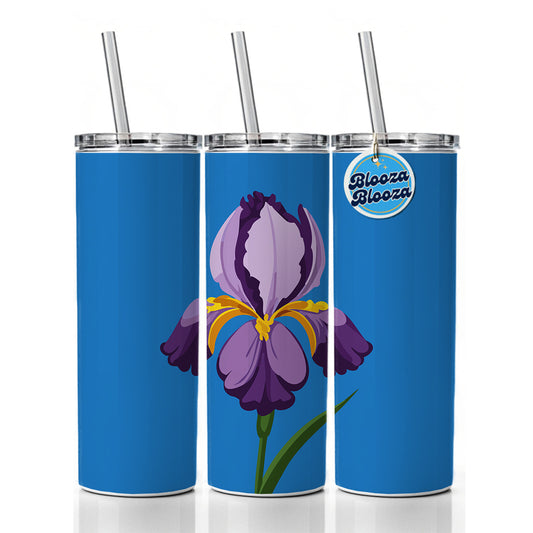 Iris Bearded Purple Flower Skinny Tumbler 20oz with Straw Insulated Water Bottle Gift