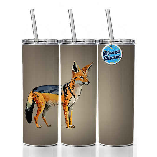Jackal Watercolor Skinny Tumbler 20oz with Straw Insulated Water Bottle Gift