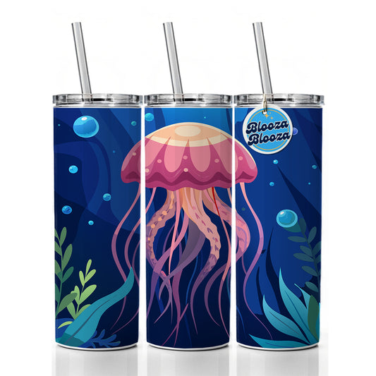 Jelly Fish in Ocean Skinny Tumbler 20oz with Straw Insulated Water Bottle Gift