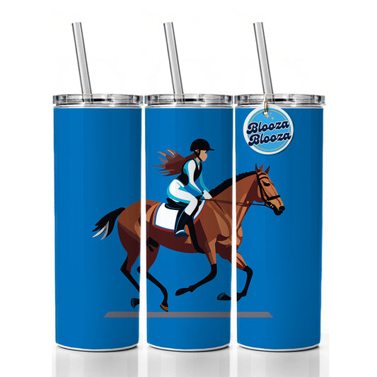 Jockey Riding Horse Racing Woman Skinny Tumbler 20oz with Straw Insulated Water Bottle Gift