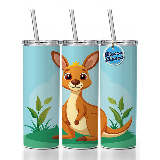 Kangaroo Cute Skinny Tumbler 20oz with Straw Insulated Water Bottle Gift