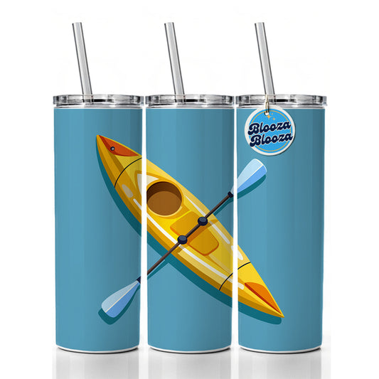 Kayak Kayaking Yellow Skinny Tumbler 20oz with Straw Insulated Water Bottle Gift