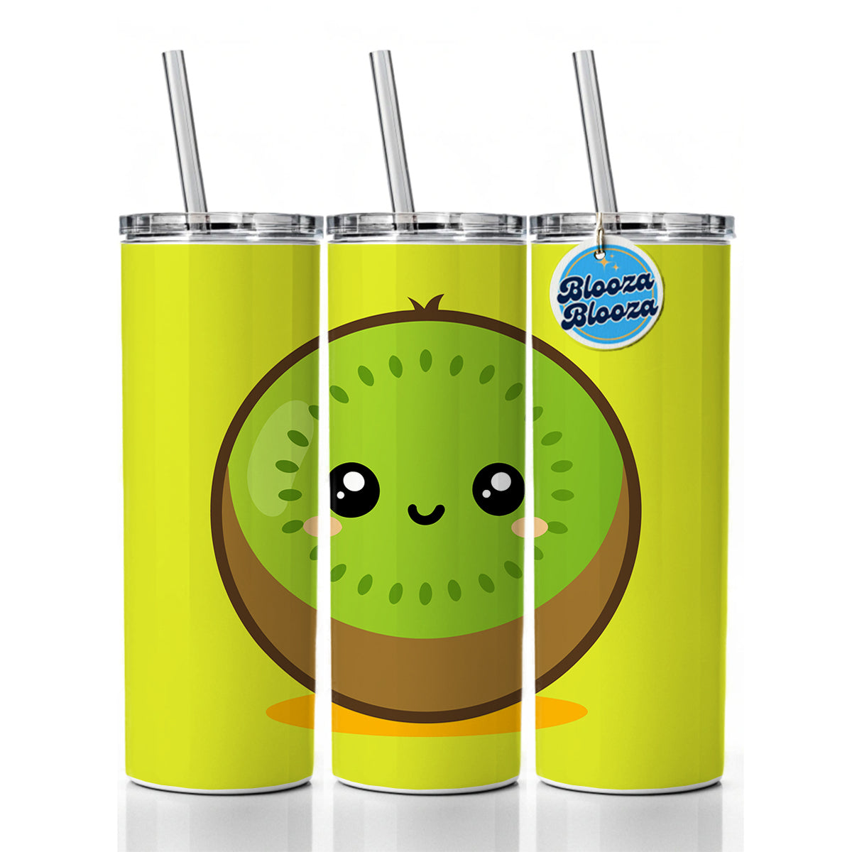 Kiwi Cute Happy Fruit Skinny Tumbler 20oz with Straw Insulated Water Bottle Gift
