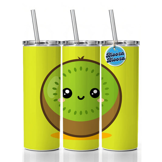 Kiwi Cute Happy Fruit Skinny Tumbler 20oz with Straw Insulated Water Bottle Gift