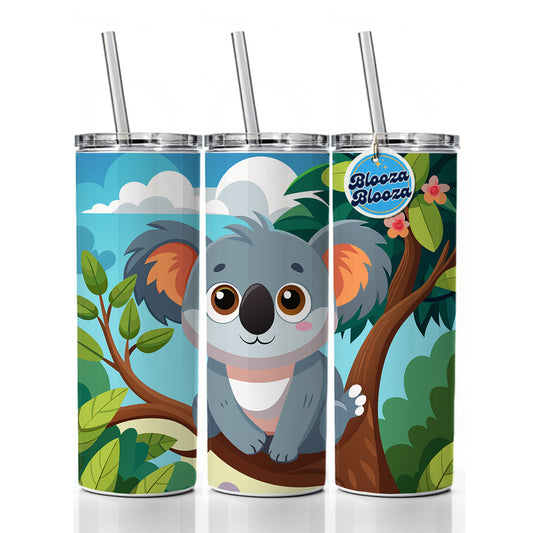 Koala Cute in Tree Skinny Tumbler 20oz with Straw Insulated Water Bottle Gift