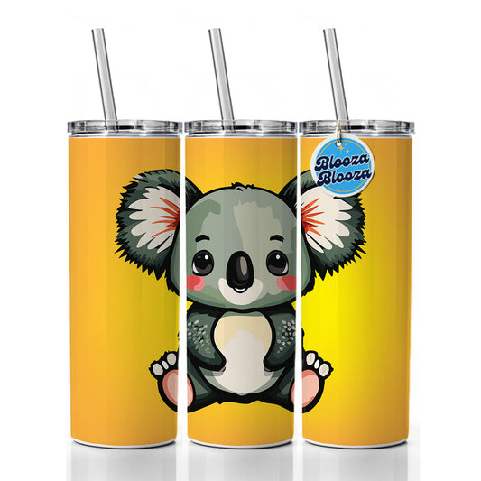 Koala Cute Watercolor Skinny Tumbler 20oz with Straw Insulated Water Bottle Gift
