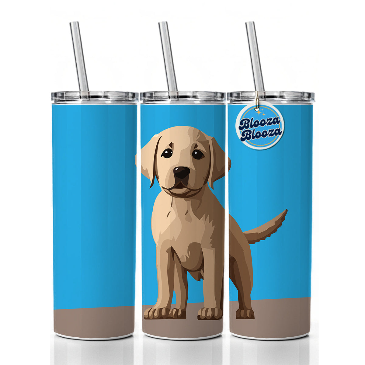 Labrador Retriever Dog Puppy Skinny Tumbler 20oz with Straw Insulated Water Bottle Gift