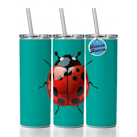 Ladybug Pretty Skinny Tumbler 20oz with Straw Insulated Water Bottle Gift