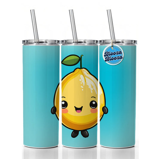 Lemon Cute Chibi Kawaii Skinny Tumbler 20oz with Straw Insulated Water Bottle Gift