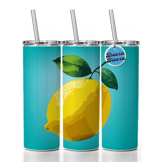 Lemon Fruit Citrus Skinny Tumbler 20oz with Straw Insulated Water Bottle Gift
