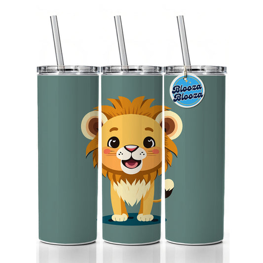 Lion Baby Smiling Standing Skinny Tumbler 20oz with Straw Insulated Water Bottle Gift