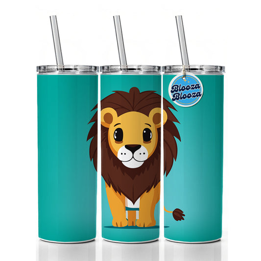 Lion Standing Skinny Tumbler 20oz with Straw Insulated Water Bottle Gift