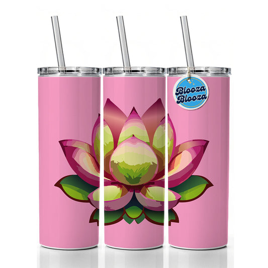 Lotus Flower Purity Strength Yoga Plant Skinny Tumbler 20oz with Straw Insulated Water Bottle Gift