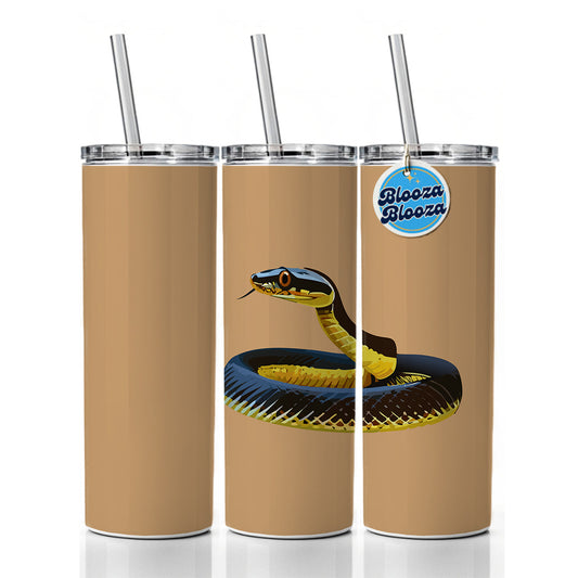 Mamba Snake Coiled Skinny Tumbler 20oz with Straw Insulated Water Bottle Gift