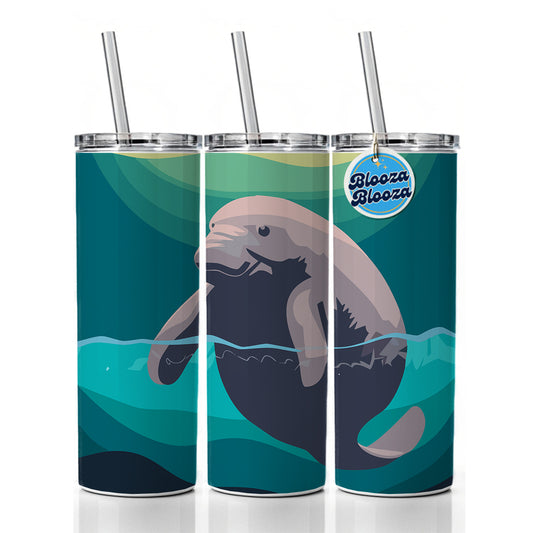Manatee Ocean Sea Animal Skinny Tumbler 20oz with Straw Insulated Water Bottle Gift