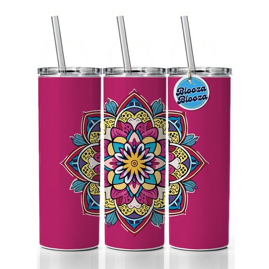 Mandala Colorful Beautiful Skinny Tumbler 20oz with Straw Insulated Water Bottle Gift