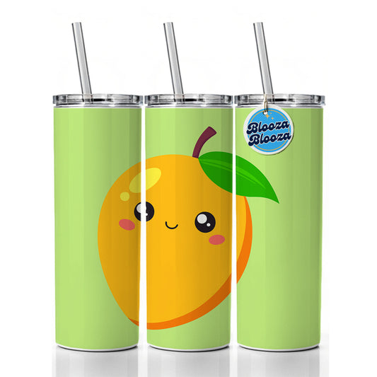 Mango Cute Happy Fruit Skinny Tumbler 20oz with Straw Insulated Water Bottle Gift