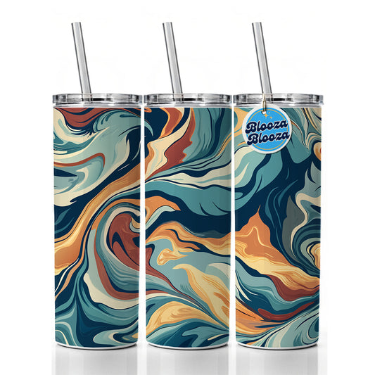 Marble Design Skinny Tumbler 20oz with Straw Insulated Water Bottle Gift