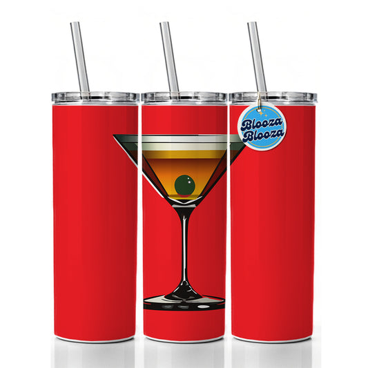 Martini with Olive Skinny Tumbler 20oz with Straw Insulated Water Bottle Gift