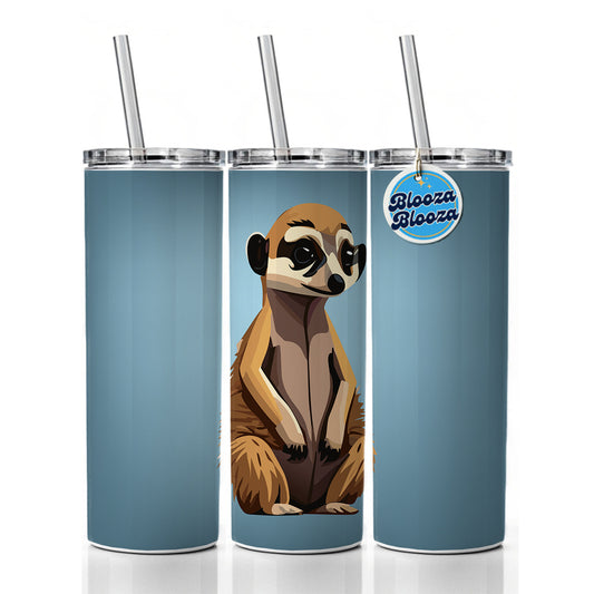 Meerkat Small Mongoose Sitting Skinny Tumbler 20oz with Straw Insulated Water Bottle Gift