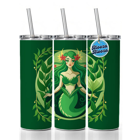 Mermaid Botanical Art Nouveau Skinny Tumbler 20oz with Straw Insulated Water Bottle Gift