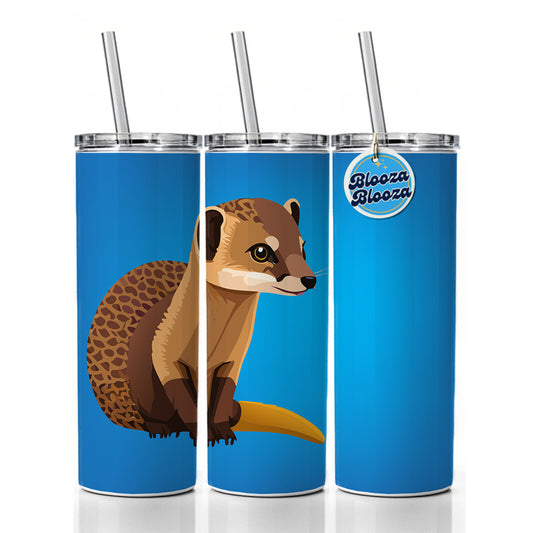 Mongoose Animal Skinny Tumbler 20oz with Straw Insulated Water Bottle Gift