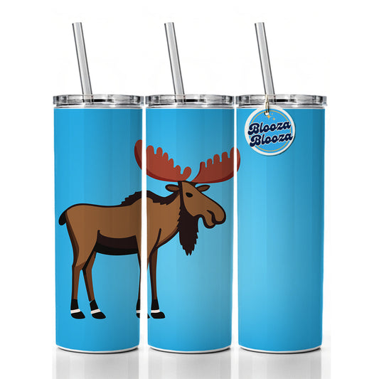 Moose Profile Skinny Tumbler 20oz with Straw Insulated Water Bottle Gift
