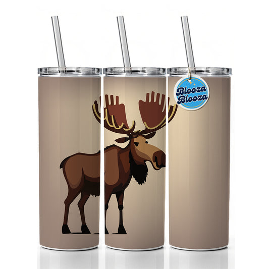 Moose Standing Skinny Tumbler 20oz with Straw Insulated Water Bottle Gift