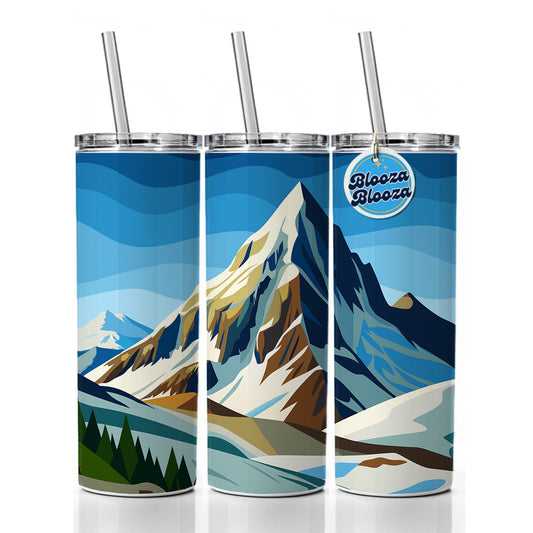 Mountain Slope Rugged Skinny Tumbler 20oz with Straw Insulated Water Bottle Gift