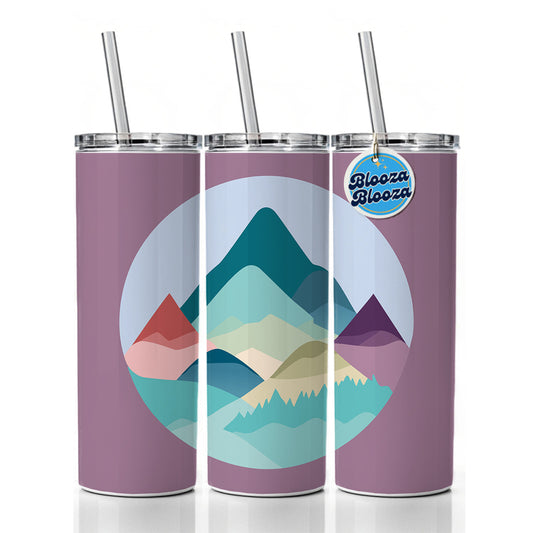 Mountains Pastel Skinny Tumbler 20oz with Straw Insulated Water Bottle Gift