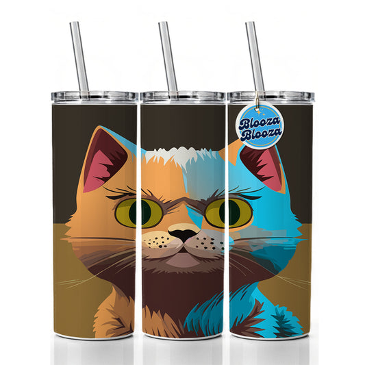 Munchkin Cat Colorful Skinny Tumbler 20oz with Straw Insulated Water Bottle Gift
