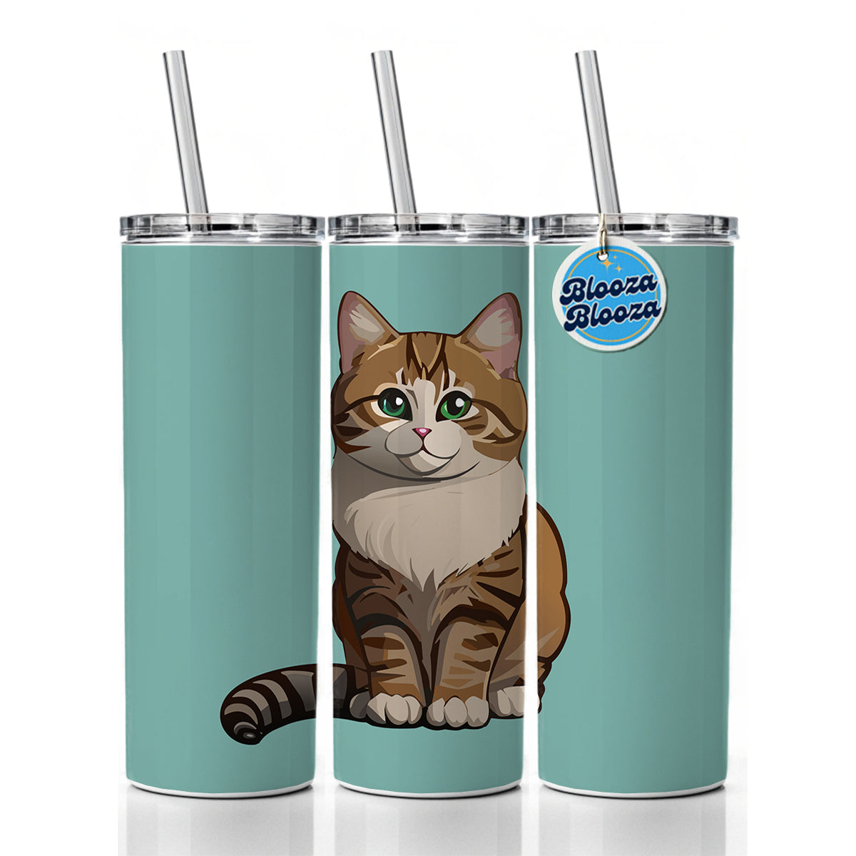 Munchkin Cat Sitting Skinny Tumbler 20oz with Straw Insulated Water Bottle Gift