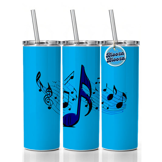 Music Notes Artistic Skinny Tumbler 20oz with Straw Insulated Water Bottle Gift