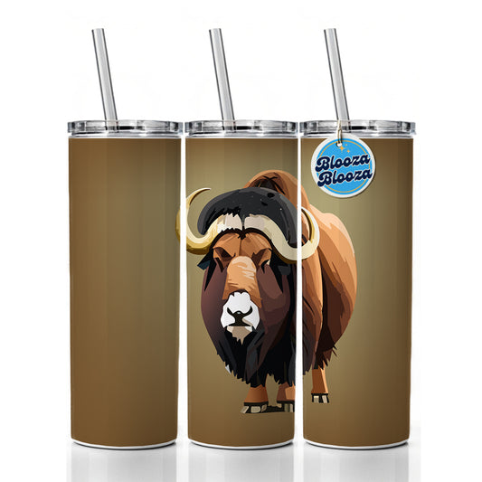 Muskox Musk Ox Shaggy Arctic Animal Skinny Tumbler 20oz with Straw Insulated Water Bottle Gift