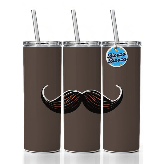 Mustache Funny Skinny Tumbler 20oz with Straw Insulated Water Bottle Gift