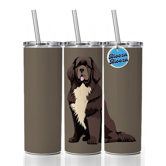 Newfoundland Dog Sitting Skinny Tumbler 20oz with Straw Insulated Water Bottle Gift