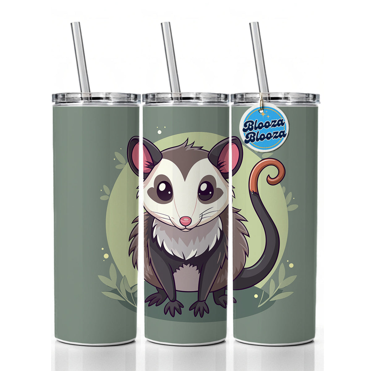 Opossum Cute Animal Skinny Tumbler 20oz with Straw Insulated Water Bottle Gift