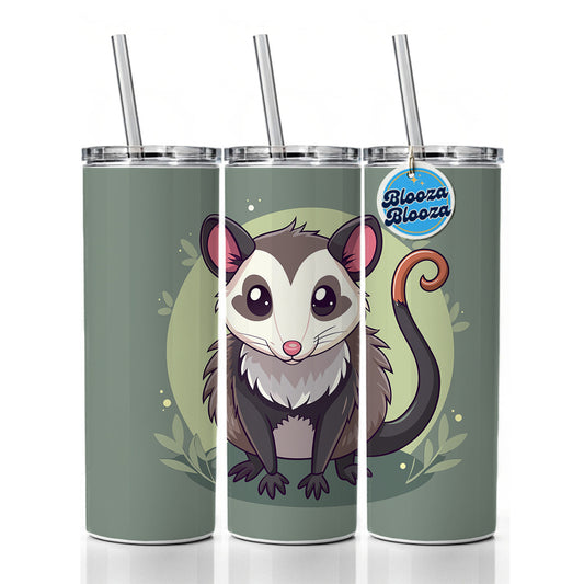 Opossum Cute Animal Skinny Tumbler 20oz with Straw Insulated Water Bottle Gift