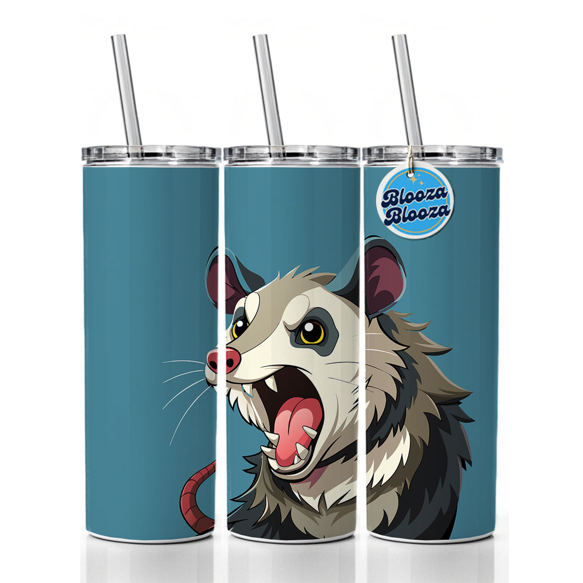 Opossum Screaming Funny Skinny Tumbler 20oz with Straw Insulated Water Bottle Gift