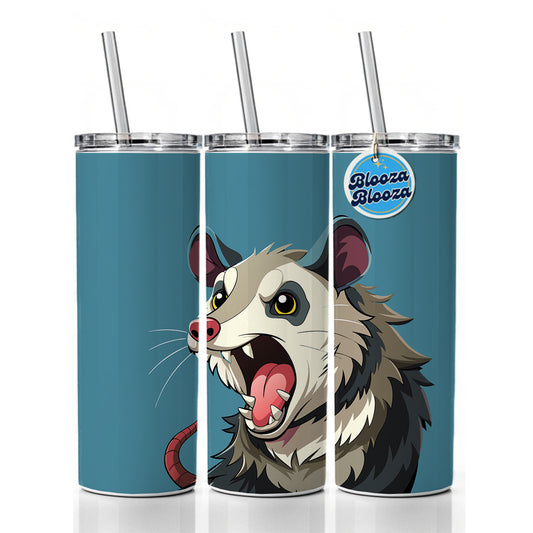Opossum Screaming Funny Skinny Tumbler 20oz with Straw Insulated Water Bottle Gift