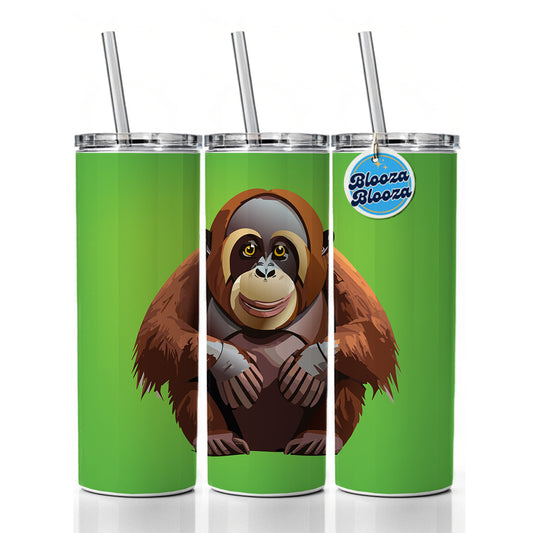 Orangutan Great Ape Sitting Skinny Tumbler 20oz with Straw Insulated Water Bottle Gift