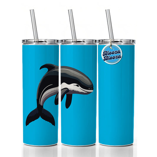 Orca Killer Whale Skinny Tumbler 20oz with Straw Insulated Water Bottle Gift