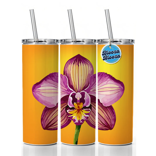 Orchid Flower Watercolor Skinny Tumbler 20oz with Straw Insulated Water Bottle Gift
