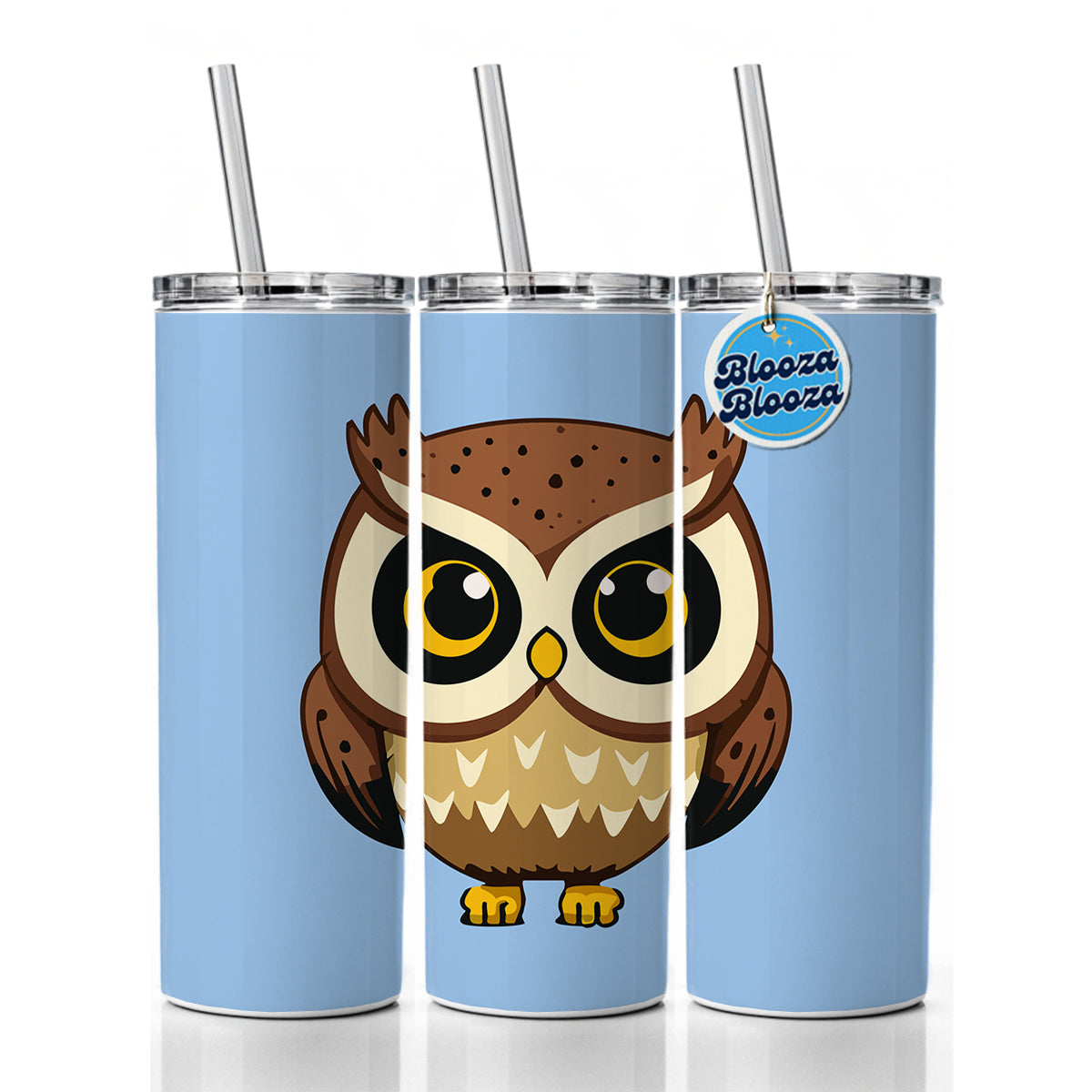 Owl Cute Short Skinny Tumbler 20oz with Straw Insulated Water Bottle Gift
