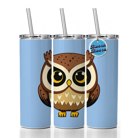 Owl Cute Short Skinny Tumbler 20oz with Straw Insulated Water Bottle Gift