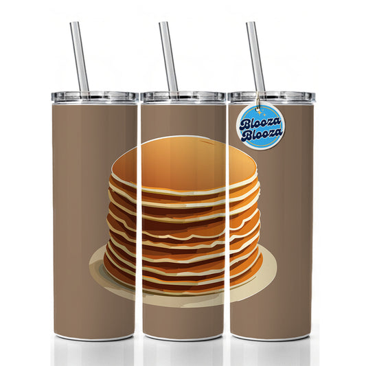 Pancakes Stack Breakfast Brunch Food Skinny Tumbler 20oz with Straw Insulated Water Bottle Gift