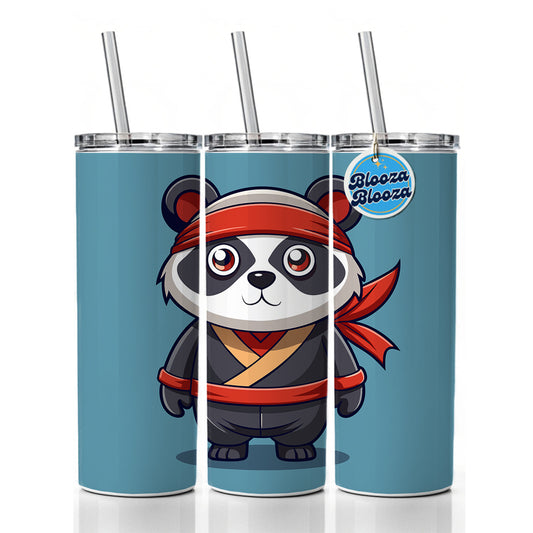 Panda Ninja Skinny Tumbler 20oz with Straw Insulated Water Bottle Gift